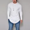 10 colori Plus Size S-4XL 5XL SummerAutumn Fashion Casual Slim Elastic Soft Solid manica lunga da uomo T-shirt da uomo Fit Tops Tee 210722