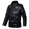 Heren Lederen Jassen Winter Fleece Casual Motorfiets Jas Fietser Lederen Jassen Europees Windbreaker Echt leren jas 211222