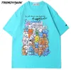 Heren T-shirt Kleurrijke Beren Stapel Gedrukt Korte Mouw Hip Hop Oversize Katoen Casual Harajuku Streetwear Top T-shirts 210601