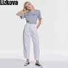 Lizkova Bahar Beyaz Kot Kadın Yüksek Bel Harem Pantolon Mujer Pantalones Artı Boyutu Rahat Streetwear Vaqueros 211111