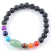 Wojiaer 7 Chakras Reiki Volcano Gem Kamień Koraliki Strand Bransoletka Biżuteria Medytacja Joga dla kobiet Bransoletki K3282