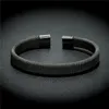 Bracelets porte-bonheur à la mode hommes et femmes maille acier inoxydable Bracelet ouvert or argent noir classique en forme de C Couple bijoux Melv22