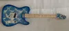 Rare Crook Brad Paisley Signature Blue Sparkle Tele Electric Guitar Routed Enting Jack, Maple Neck Forfard, Pickguard transparent