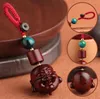 creative maitreya buddha key rings small gift Luxury pendant wood rosewood woven rope keychain