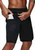 2021 Mannen Running Shorts Gym Compression Phone Pocket slijtage onder Basislaag Korte broek Atletische vaste panty 03