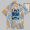 Berserk Print Short Sleeve Round Neck Tie Dye Hip Hop T-shirt Y0809