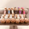 Baby Pacifier Clip Silicone Wood Pacifier Chains Safe Ting Chain Eco Friendly Baby Teether Antidrop Pacifier Holder Zyy7142116502