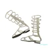 Designer- White Chunky Heels Summer Sandals Thin Belt Long Boots Casual Low Heel Pearl Gladiator Sandals Women Black Back Zipper Female Shoe