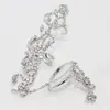 Alianças de casamento Double Finger Double Ring Thumb Link Joint Cristal Rhinestone