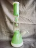 Vintage nouveau 14 pouces verre Bong eau fumer tuyau narguilé avec deux Perc pour huile Dab Rigs fumer peut mettre le logo du client