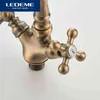 Ledeme Europe Style Basin Kök Kran Total Brass Brons Färdig Swivel Badrum Kran Mixer Tap Sink Tap 360 grader L4019C 211108