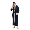 Men's Sleepwear Pajamas For Couples Winter Lengthened Bathrobe Splicing Home Clothes Long Sleeved Robe Coat Unisex Thickened 306r