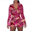 San Valentino Donna Onesies Tute Designer New Pigiama Slim Sexy Body con scollo a V Lettere Modello Stampato Manica lunga Pantaloni corti Pagliaccetti