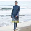 Swim Wear Muslim Swimwear 2021 Women Modest Patchwork Hijab Long Sleeves Sport Swimsuit 4pcs Islamic Burkinis Bathing Suit