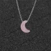 Pendant Necklaces 10Mm Moon Shape Opal Stone Necklace Stainless Steel Gold Chain Collar Jewelry Girlfriend Gifts 4 Colors