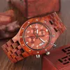 Redfire Red Wood Chronograph Dials Calendar Design Men Watch Quartz Wooden Bangle Wristwatch Business Stylish Mens Watches2213747