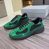 Men America'S Cup Bike Fabric Sneakers Patent Leather Mesh Flat Shoe Rubber Bottom Trainers Designer Sneaker Green red Lace-up Nylon Casual Shoes