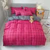 Plaids and Flowers Printing Bedding Set 2pcs3pcs Kids Duvet Cover Set 1 Quilt Cover12 Pillowcases Twin Full Queen King 210309