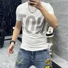 2022 Summer New Men's T-Shirts Breathable Slim Fit Short Sleeve Match Jeans And Sweatpants O-neck Letter Hot Diamond Printing Design Black White M-4XL