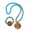 Foreign trade personalized 5 cm blank disc necklace bracelet set creative fashion mixed color wooden beads clothing accessories wholesale