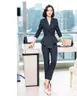 Autumn and winter plus size women's 2-4XL temperament professional wear Slim-fit striped ladies trouser suits Two-piece suit 210527