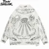 Hip Hop Strickpullover Streetwear Rose Eye Scorpion Print Ripped Pullover Männer Harajuku Baumwolle Casual Herbst Pullover Schädel 211109