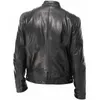 Men's Jackets Men's 2022 Fashion Leather Jacket Slim Stand Collar PU Men Windproof Motorcycle Lapel Diagonal Zip 5XL
