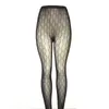 Mulheres leggings letra perfumada Cisca de meia -calça Hollow Flocking Calças de pesca fina Meias de rede através de meias de fundo sexy 4458226