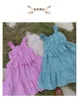 赤ちゃんの女の子の夏の服2020韓国のブティックドレスストラップチェック柄スタイルフリルスウィートかわいいプリンセスドレスベストバースデーギフトQ0716