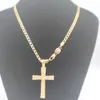 Cross Pendant Solid Gold Filled Charms Lines Fine 24 k Link Necklace Curb Chain Christian Diy Jewelry Factory God Gift