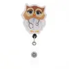 10 pcs/lot Fashion Key Rings Custom Owl Dog Animal Acrylic Retractable Medical Badge Holder Yoyo Pull Reel Doctors ID Name Card For Gift