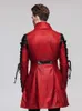 Devil Fashion Steampunk Gothic Noir Rouge Automne Manteaux d'hiver Manteaux Punk Faux Cuir Uniforme militaire Vestes longues 211011