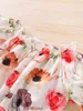 Baby Floral Print Pead Puff Weep Top Bow Front Shirt Она