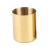 Vase en laiton doré de style nordique de 400 ml porte-stylo cylindrique en acier inoxydable pour organisateurs de bureau et support porte-pot à crayons multi-usage LLA8932