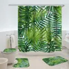 Tende da doccia Stampa digitale 3D Foglie verdi Tutte le tende impermeabili in poliestere Prodotti per il bagno The