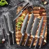 Selling Chef knife Set Laser Damascus Pattern Kitchen Knives Sharp Japanese Santoku Knife Cleaver Slicing Utility Knife drop shipp265g