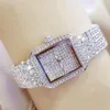 Zegarek 2021 Kryształowy zegarek dla kobiet Kobiety Rhinestone zegarki Lady Diamond Stone Sukienka Bransoletka ze stali nierdzewnej Na rękę