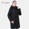 D`OCERO Spring Coat Women Fashion Thin Cotton Casual Female Jacket Autumn Windproof Parka Long Quilted Hooded Outwear 210930