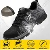 Steel Toe Shoes Flying Woven Breathable Anti-smashing Anti-piercing Work Four Seasons Safety Hiking Protective 211217