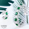 Brincos de colar Definir Godki Luxury Geometry Bangle Sets Fashion Dubai White Bridal Jóias para mulheres Casamento Brincos para como Mulheres
