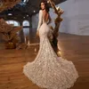 Vestido de Noiva Koronka Syrenka Suknia Ślubna 2021 Sheer Neck Długie Rękawy Backless Bridal Gown Robe de Mariage