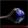 Cristal Quartz Point De Guérison Chakra Perle Collier De Pierres Précieuses Naturelles Pendentif Original Femmes Hommes Bijoux Plaqué Or Chaînes Déclaration Hwd Pqui9