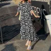 Zanzea Elegant Женщины Платье Платье Древянистое Осень Checked Рыба Baggy Roofle Beach Vestidos Повседневная половина Рукава Kaftan Сетка Печатная Сандер Y1204