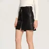 Aelegantmis Casual Zipper Faux Leather Skirt Mulheres Mini Lápis Senhoras Primavera Verão Preto Preto Harajuku 210607