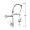 Brushed Nickel Kitchen Faucet Dual Function Spout Pull Down Shower Spray Swivel Spout Kitchen sink Taps Cold Mixer tap crane 210724