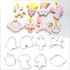 Unicorn Plast Cookie Cutter Mold DIY Barn Födelsedag Åsidosättande Party Supply Cake Decoration Bakeware Bakning Verktyg Fondant Mold Tillbehör