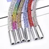 2021 Full Rhinestone Crafts Diy Drawstring Byxor Rope Cap Rope Rainbow Shoelace Bling Belt Bowknot Lazy Elastic Shoelaces Kläder Tillbehör