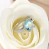 Pierścionki ślubne luksusowe modne duże owalne nerityczne niebieskie kryształ cyrkon