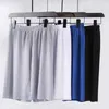 Men's Homewear Ice Silk Solid Color Thin Shirt Two-Piece Set Pyjamas Short-Sleeved Shorts Casual Sportswear Large Size Pajamas 210918
