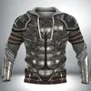 Męskie bluzy bluzy 2021 Europa i Ameryka Bóg Wojny Armor 3D Digital Printed Bluza z długim rękawem Prosto z kapturem Pullover